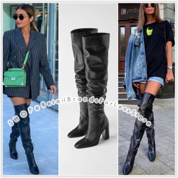 zara over the knee leather boots